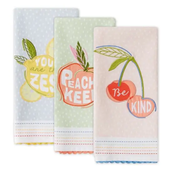 Assorted Summer Fruit Embellished Dishtowel (Set of 3) {3}