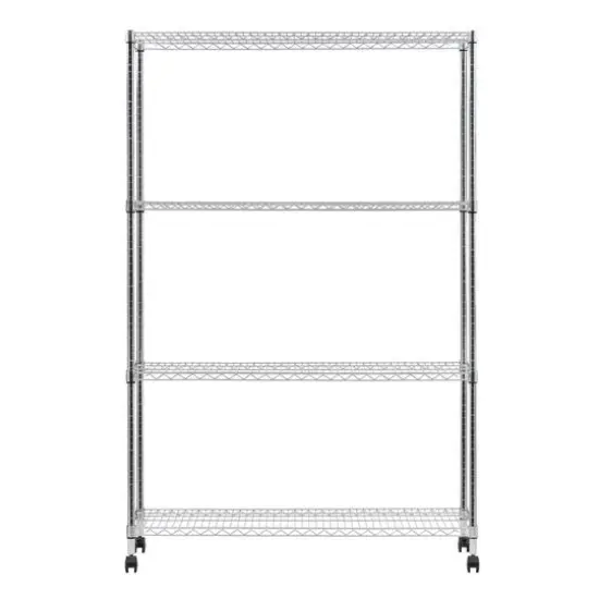 Iris&reg; 73.5" Silver 4-Tier Rolling Wire Rack Shelf {10}