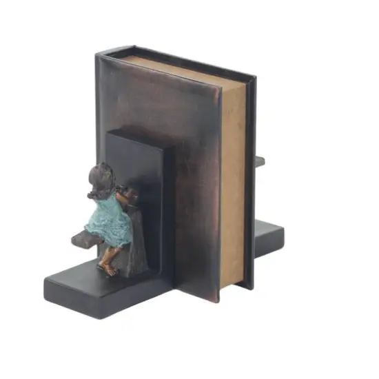 8" Brown Polystone Playing Children Bookends {6}
