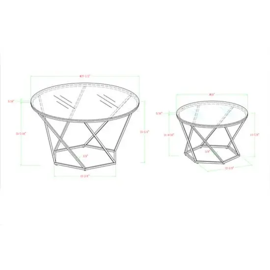 Walker Edison Gold Geometric Glass Nesting Tables Set {8}