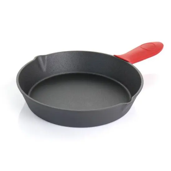MegaChef Pre-Seasoned 4 Piece Cast Iron Set With Silicone Handles {4}