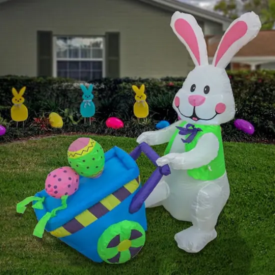 4ft. Inflatable Easter Bunny with Wheelbarrow {3}