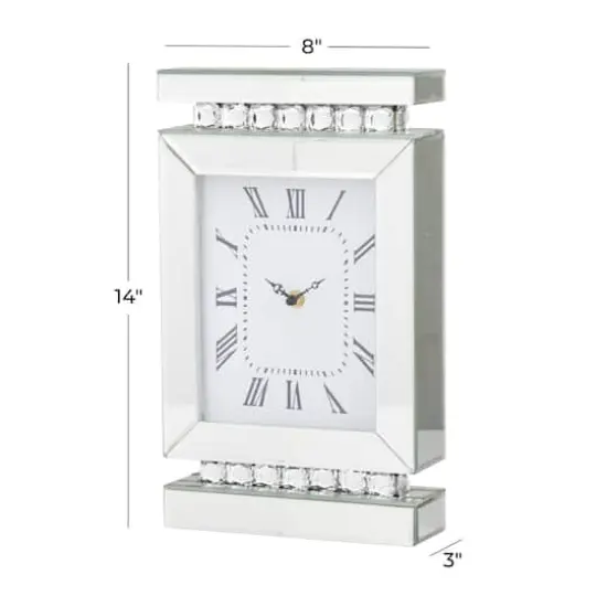 Silver MDF Glam Clock, 14" x 8" x 3" {7}