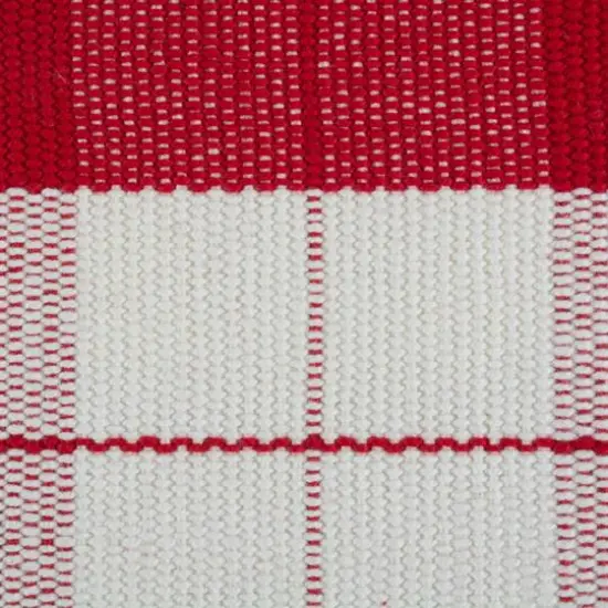DII&reg; 72" Red Tinsel Plaid Fringed Table Runner {3}