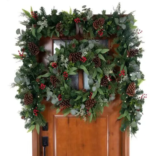 9ft. Pre-Lit LED Christmas Woods Artificial Garland {5}