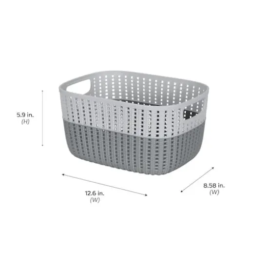 Simplify Medium Gray 2-Tone Decorative Storage Basket {3}