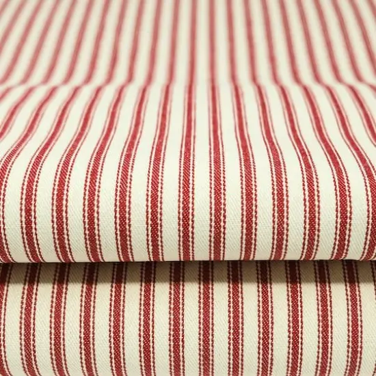 Roc-Lon Woven Stripe Ticking Red Fabric {4}