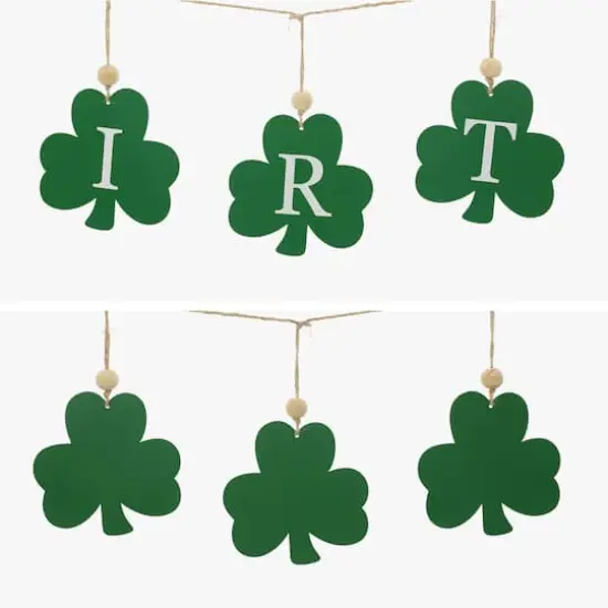 Glitzhome&reg; St. Patrick's Metal Shamrocks Garland {7}