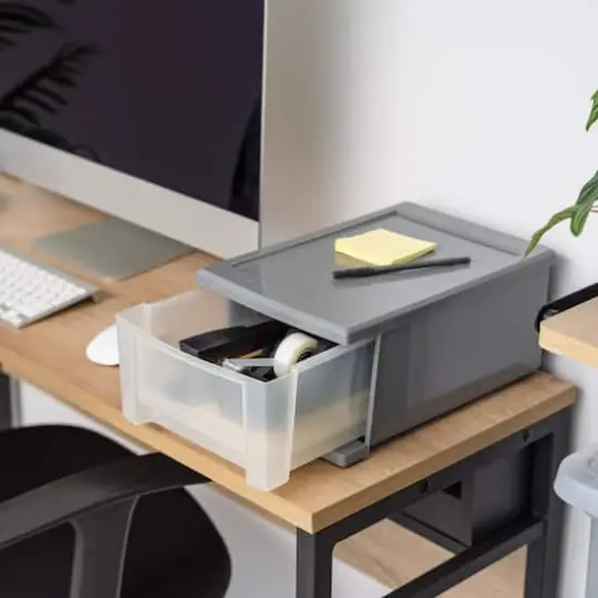 IRIS&reg; 6.5qt. Gray Stackable Storage Drawer {3}