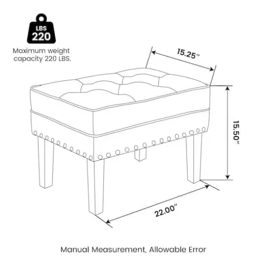 Glitzhome&reg; Mid-Century Modern Leatherette Button-Tufted Accent Stool Black {5}