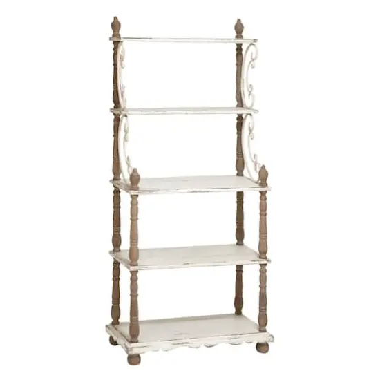 White Wood Farmhouse Shelving Unit {1}