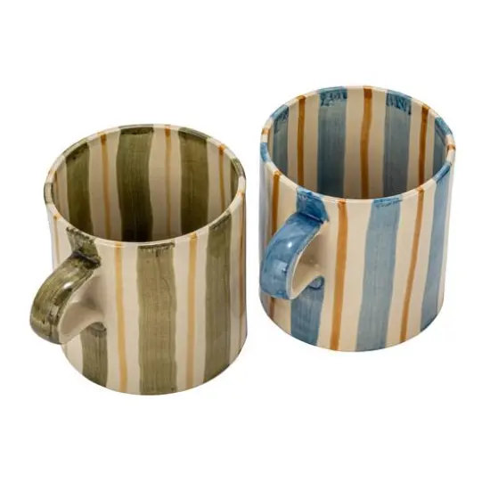 Hello Honey&reg; 5" Striped Stoneware Mug Set {1}