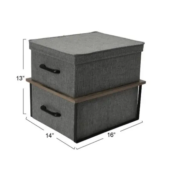 Household Essentials Stacking Storage Boxes Set Ashwood {6}