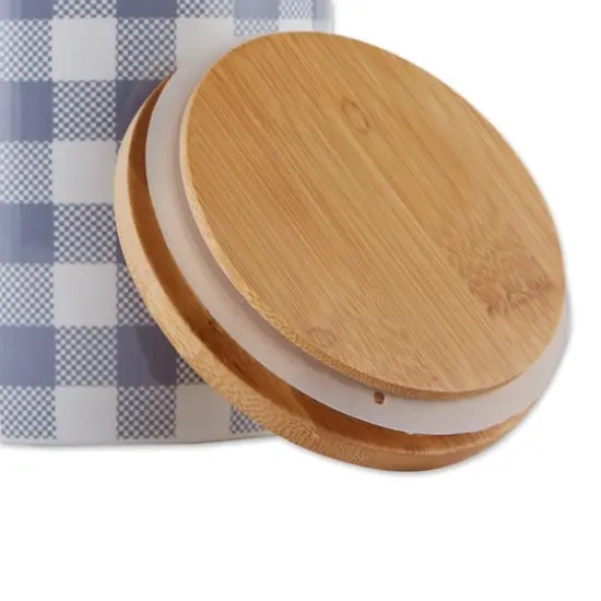 DII&reg; Buffalo Check Ceramic Canister Set Stonewash Blue and White {6}