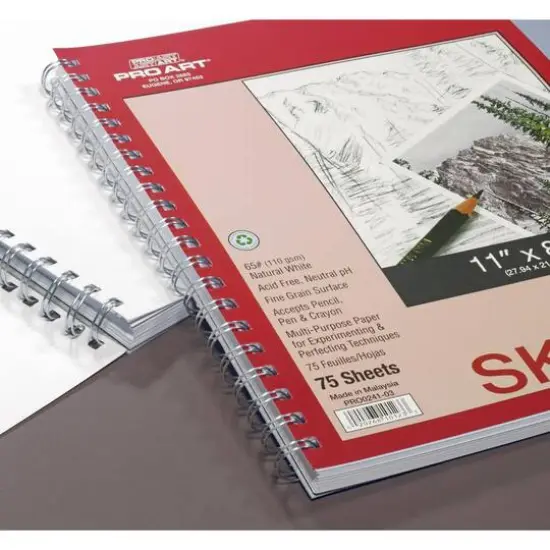 Pro Art&reg; Side Wire Sketch Pad, 8.5" x 11" {3}