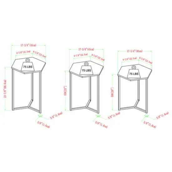 Walker Edison Dark Walnut/Gold Hexagon Modern Nesting Tables Set {6}