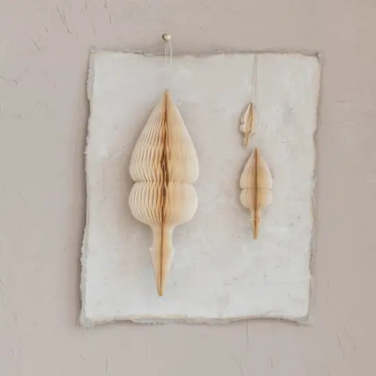 Hello Honey&reg; Cream Honeycomb Finial Paper Ornament Set {4}