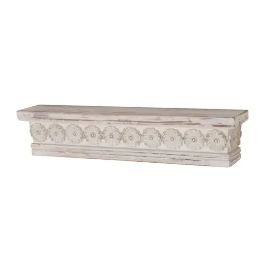 White Chinese fir wood Vintage Wall Shelf, 6" x 28" x 5" {4}