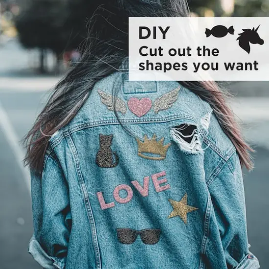 SINGER&reg; Decorative Glitter & Denim DIY Iron-On Fabric Patch Kit with Scissors {12}