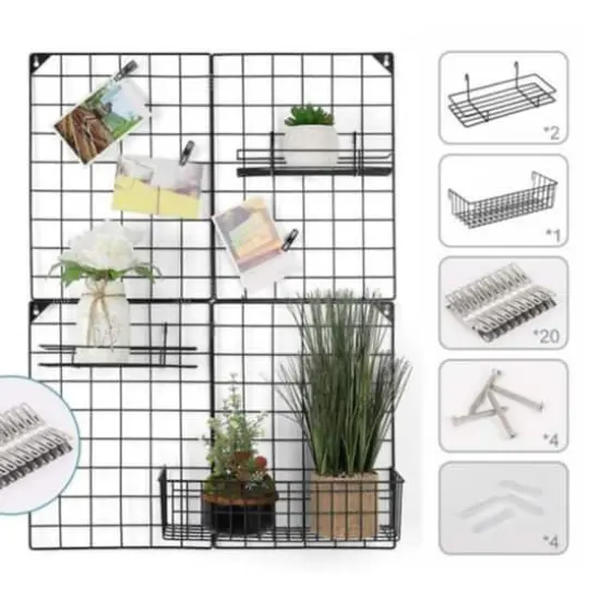 NEX&trade; Blue Wire Grid Storage Panel with 3 Wire Baskets {5}