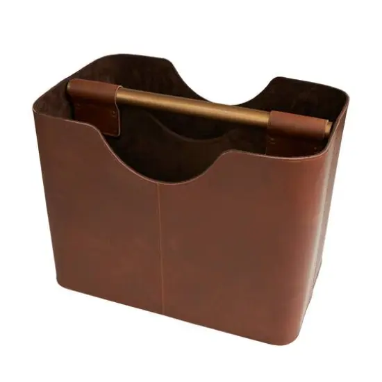 16" Brown Leather Magazine Holder {1}