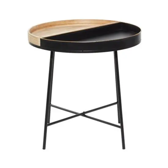 22" Black Metal Contemporary Accent Table {3}