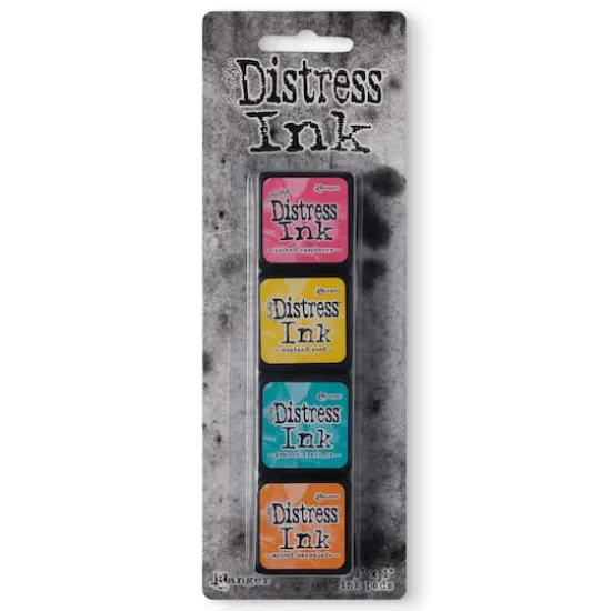 Tim Holtz&reg; Distress Ink Pad Mini Kit no 1 Picked Raspberry/Mustard Seed/Peacock Feathers/Spiced Marmalade {1}