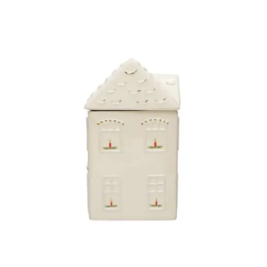 Hello Honey® White & Gold Hand-Painted Stoneware House Cookie Jar {5}