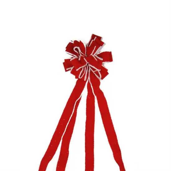 48" Red & White Fringe 16 Loop Commercial Christmas Bow {1}