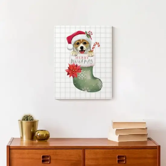 Puppy Stocking Canvas Wall Art {5}