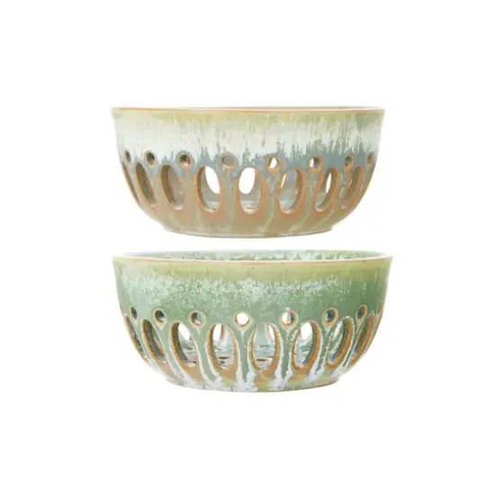 Hello Honey&reg; 6" Round Stoneware Berry Bowls with Reactive Glaze Finishes Set {3}