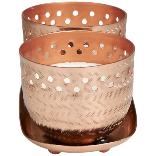 7oz. Tropical Breeze Scented Candles in Cut Out Copper Bowls and Tray {4}