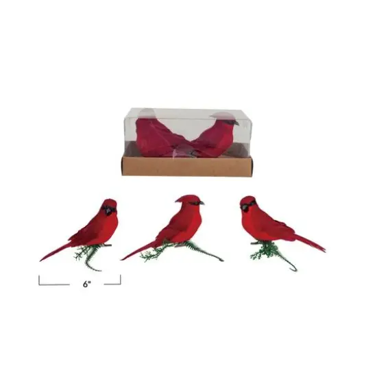 Hello Honey&reg; 6" Red Foam & Feather Cardinal Clip-On Ornament Set {4}