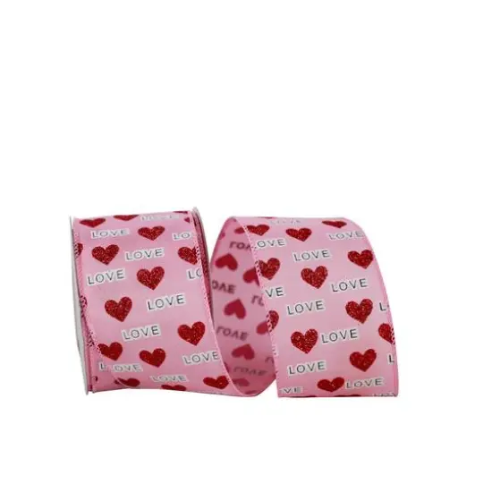 Reliant 2.5" x 10yd. Love Hearts Glitter Wired Ribbon {1}