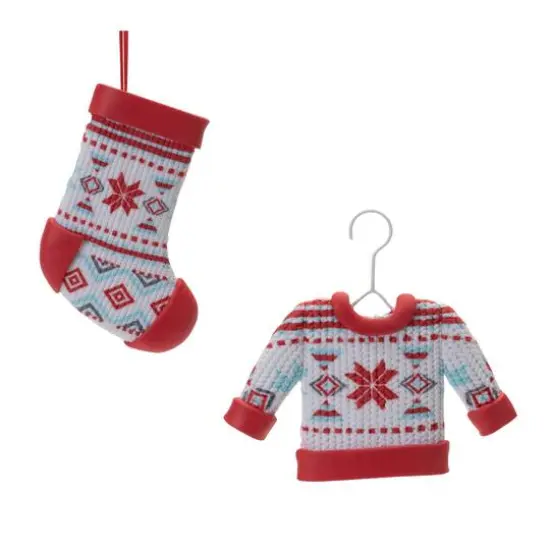 Nordic Stocking & Sweater Ornaments Set {6}