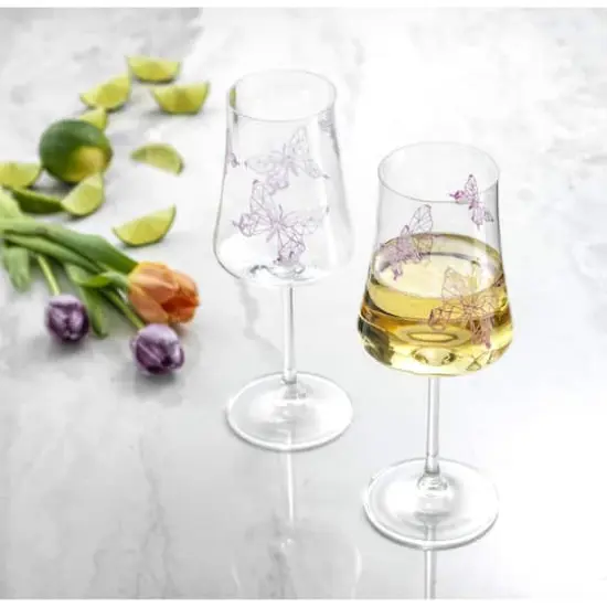 JoyJolt&reg; 19oz. Meadow Butterfly Crystal White Wine Glass Set, 2ct. {8}