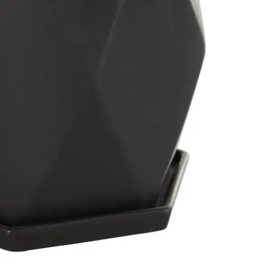 Black Faceted Ceramic Planter Set {6}