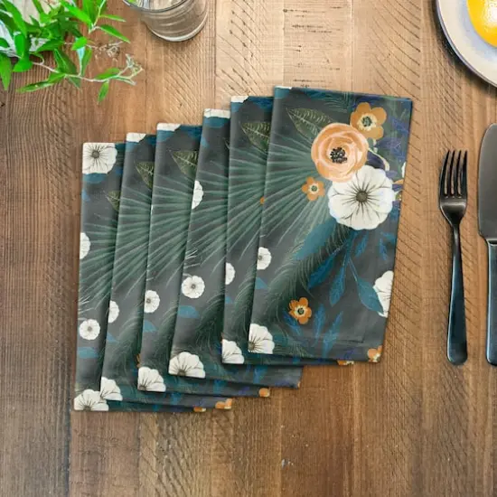 Tropical Floral Cotton Twill Napkin Green {4}