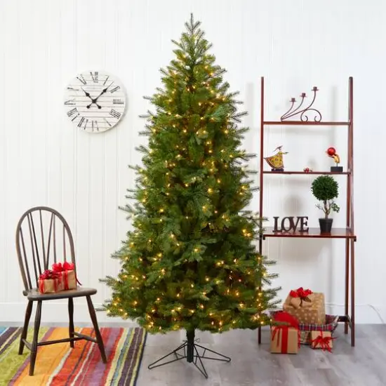 7ft. Pre-Lit Vienna Fir Artificial Christmas Tree, Warm White Lights {7}