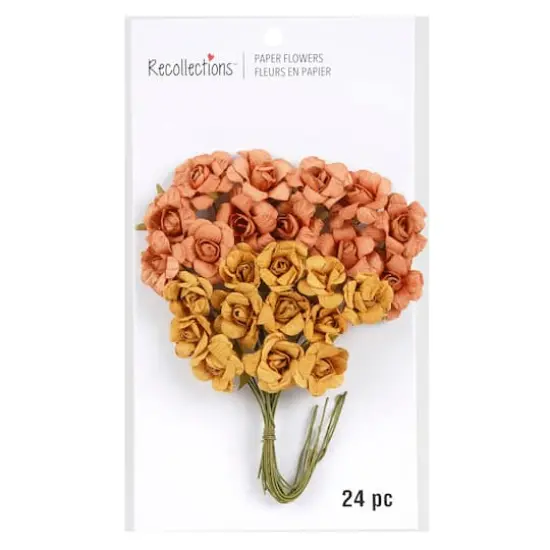 Orange & Yellow Paper Flowers by Recollections&trade;, 24ct. {4}