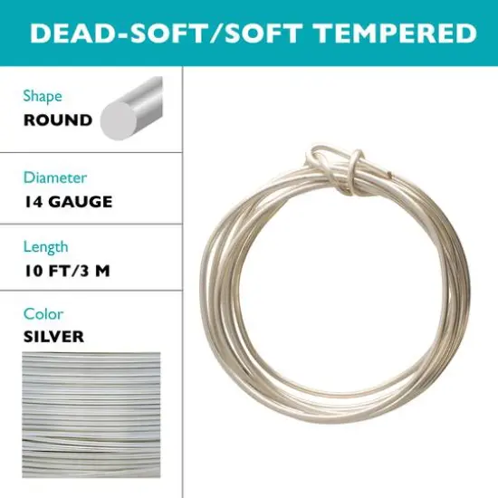 The Beadsmith&reg; Wire Elements&trade; 14 Gauge Tarnish Resistant Soft Temper Wire, 10ft. Silver {6}