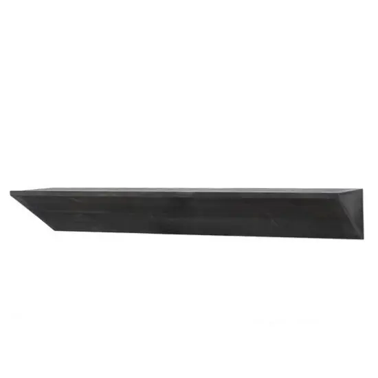 Large Black Wedge Wood Floating Wall Shelf {1}