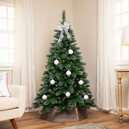 6ft. Unlit Two-Tone Spruce Pine Glitter Tip Medium Artificial Christmas Tree {3}