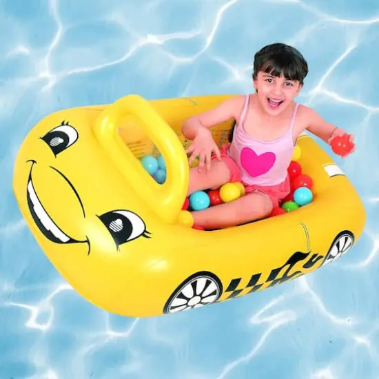 Pool Central&reg; 3.75ft. Yellow Inflatable Kiddie Car Ball Pit & Pool Float {3}