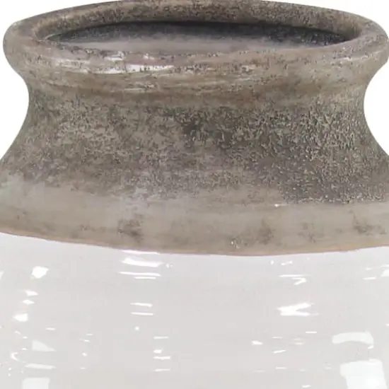 25" Gray Stoneware Coastal Style Vase {3}
