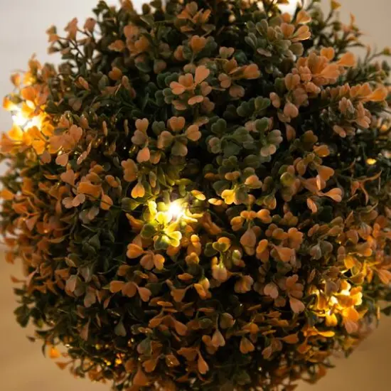 3ft. UV Resistant Autumn Triple Ball Boxwood Artificial Fall Topiary Tree with 30 Warm White LED Lights (Indoor/Outdoor) {6}