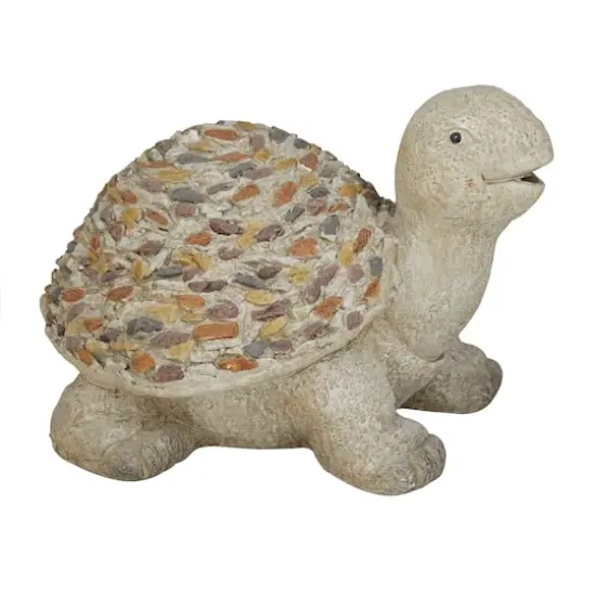 14" Gray Stone Farmhouse Turtle Garden Sculpture {3}