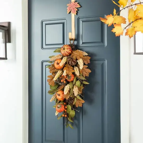 Glitzhome&reg; 27" Fall Pumpkin Leaf Swag {4}