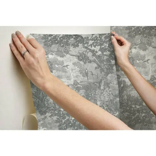 RoomMates Jungle Toile Peel & Stick Wallpaper Taupe/Gray {11}