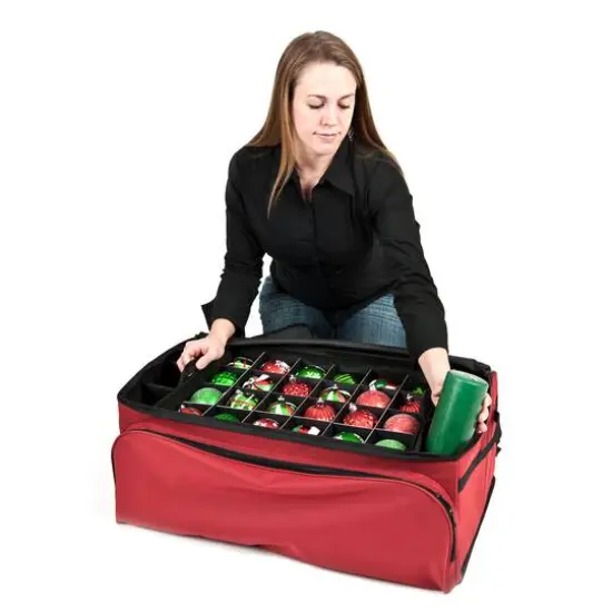 Santa's Bag 72ct. 3" Christmas Ornament Storage Box with Side Pockets {4}